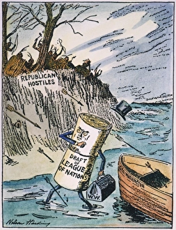 1919: contemporary cartoon by Nelson Harding depicting President Wilsons cherished League 1919: contemporary cartoon by Nelson Harding depicting President Wilsons cherished League