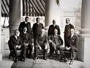 28th President of the United States. President Woodrow Wilson at the White House with some of his advisers