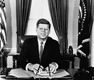 Images Dated 19th April 2011: 35th President of the United States. Photographed in the Oval Office of the White House, 1961
