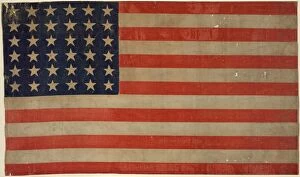 36-STAR U.S. FLAG, c1865. The U.S. flag from between 1864 and 1867
