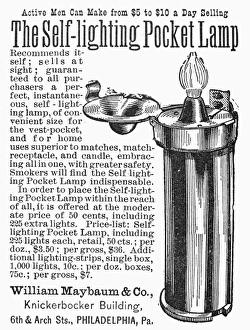 ADVERTISEMENT: LIGHTER. Advertisement for The Self-Lighting Pocket Lamp. American ADVERTISEMENT: LIGHTER. Advertisement for The Self-Lighting Pocket Lamp. American