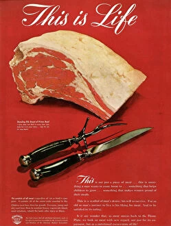Fork Gallery: Advertisement for meat from the American Meat Institute, 1945