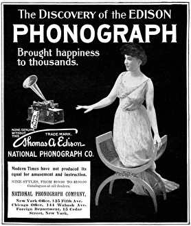 AD: PHONOGRAPH, 1901. American magazine advertisement for the Thomas A AD: PHONOGRAPH, 1901. American magazine advertisement for the Thomas A