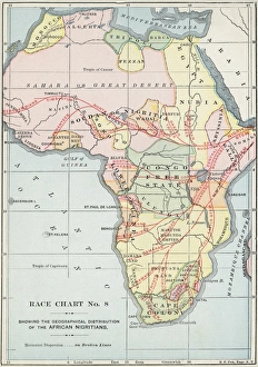 AFRICA: MAP, 1894. Race Chart No. 8, Showing the Geographical Distribution of AFRICA: MAP, 1894. Race Chart No. 8, Showing the Geographical Distribution of
