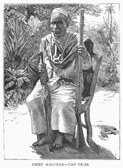 AFRICA: YAO CHIEF, 1889. Chief Malunga of the Yao, Nyasaland (present-day Malawi) AFRICA: YAO CHIEF, 1889. Chief Malunga of the Yao, Nyasaland (present-day Malawi)