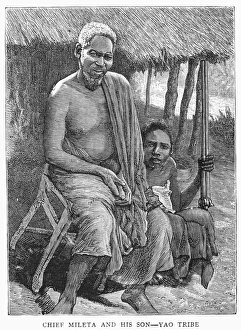 AFRICA: YAO CHIEF, 1889. Chief Mileta of the Yao and his son, Nyasaland (present-day Malawi) AFRICA: YAO CHIEF, 1889. Chief Mileta of the Yao and his son, Nyasaland (present-day Malawi)