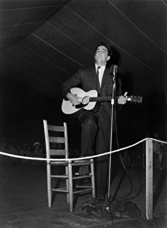 ALAN LOMAX (1915-2002). American folklorist. On stage at the Mountain Music Festival in ALAN LOMAX (1915-2002). American folklorist. On stage at the Mountain Music Festival in