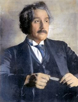 Nobel Prize Laureate Gallery: ALBERT EINSTEIN (1879-1955). American (German-born) theoretical physicist. Oil over a photograph