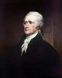 Hamilton Gallery: ALEXANDER HAMILTON (1755-1804). American politician. Oil on canvas, 1806, by John Trumbull