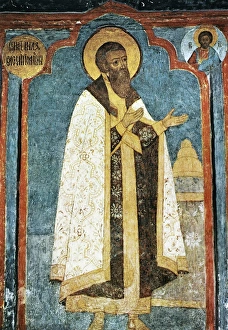 ALEXANDER NEVSKY (c1220-1263). Russian hero. Wood panel, Russian, 1395 ALEXANDER NEVSKY (c1220-1263). Russian hero. Wood panel, Russian, 1395