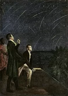 Images Dated 8th December 2014: Alexander von Humboldt and Aime Bonpland observing a meteor shower on the northeastern coast of