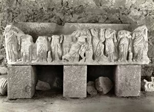 Tebessa Collection: ALGERIA: ROMAN SARCOPHAGUS. Sarcophagus at the Roman Temple of Minerva in Tebessa