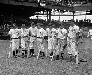 Game Gallery: ALL-STAR GAME, 1937. Major League baseball players Lou Gehrig, Joe Cronin, Bill Dickey
