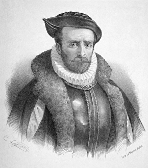 ALVARO DE MENDANA DE NEYRA (1541-1595). Spanish navigator. Lithograph, Spanish ALVARO DE MENDANA DE NEYRA (1541-1595). Spanish navigator. Lithograph, Spanish