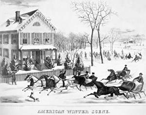 AMERICA: SLEIGHING, 1867. American winter scene. Lithograph, 1867 AMERICA: SLEIGHING, 1867. American winter scene. Lithograph, 1867