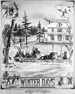 AMERICA: SLEIGHING, 1881. 'Winter Days.' Lithograph by Gaylord and Watson, 1881 AMERICA: SLEIGHING, 1881. 'Winter Days.' Lithograph by Gaylord and Watson, 1881