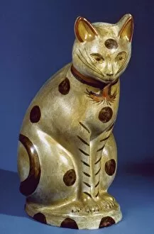 AMERICAN CAT FIGURE. Chalkware, c1860-1890