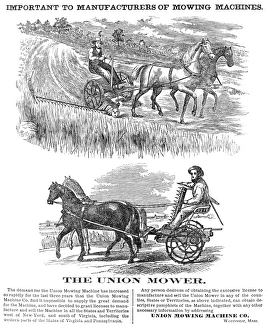 AMERICAN FARMING AD, 1864. Wood-engraved advertisement, American, 1864 AMERICAN FARMING AD, 1864. Wood-engraved advertisement, American, 1864