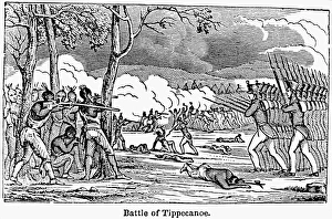 American forces attacking the Shawnee Native Americans at the Battle of Tippecanoe on 7 November 1811 American forces attacking the Shawnee Native Americans at the Battle of Tippecanoe on 7 November 1811