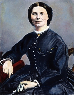 American nurse and founder of the Red Cross: oil over a photograph, c1866, by Mathew B American nurse and founder of the Red Cross: oil over a photograph, c1866, by Mathew B