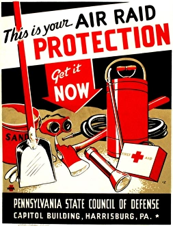 American World War II poster for the Pennsylvania State Council of Defense, c1943 American World War II poster for the Pennsylvania State Council of Defense, c1943