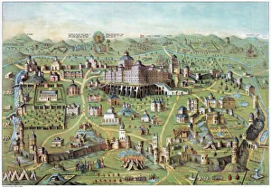 ANCIENT JERUSALEM. The ancient city of Jerusalem, with Solomons Temple in the center. Lithograph, c1851 ANCIENT JERUSALEM. The ancient city of Jerusalem, with Solomons Temple in the center. Lithograph, c1851