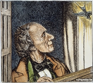 ANDERSEN & THUMBELINA Hans Christian Andersen (1805-1875) and one of his creations ANDERSEN & THUMBELINA Hans Christian Andersen (1805-1875) and one of his creations
