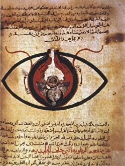 ARAB EYE TREATISE. Page from a 13th century Arabic manuscript of Hunayns Treatise on the Eye