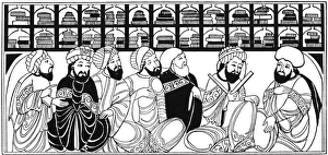 ARAB SCHOLARS, 1237. Scholars in the library at Hulwan, near Cairo, Egypt ARAB SCHOLARS, 1237. Scholars in the library at Hulwan, near Cairo, Egypt