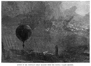 Ascent of Henry Tracey Coxwell's hot air balloon from the Crystal Palace grounds in London Ascent of Henry Tracey Coxwell's hot air balloon from the Crystal Palace grounds in London