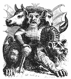 ASMODEUS. Asmodeus, the biblical demon of anger and lust (Tobit, 3:8). Wood engraving, French, 19th century
