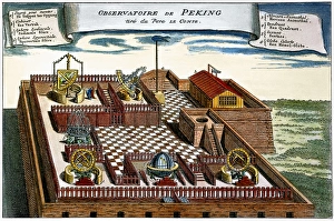 ASTRONOMICAL OBSERVATORY. Observatory at Peking, China. French engraving, 1747 ASTRONOMICAL OBSERVATORY. Observatory at Peking, China. French engraving, 1747