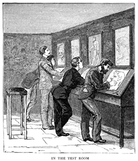 ATELIER, 1884. Art students drawing copies of other works of art in a European atelier ATELIER, 1884. Art students drawing copies of other works of art in a European atelier