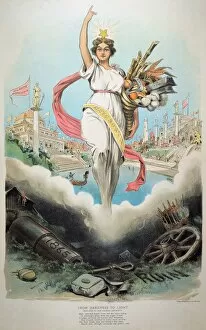 ATLANTA EXPOSITION, 1895. From Darkness to Light (The New South). Allegorical lithograph by Grant Hamilton, 1895