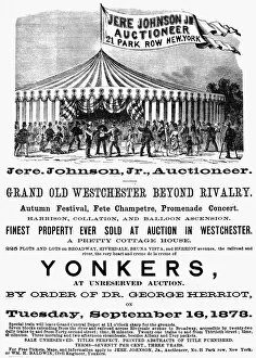 Yonkers Collection: AUCTION ADVERTISEMENT. An auction advertisement from a New York newspaper of 1873