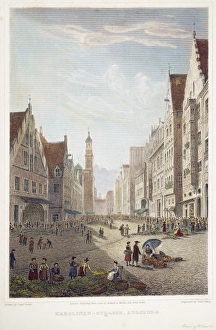 AUGSBURG, 1821. Karolinen-Strasse, Augsburg: etching and engraving, 1821 AUGSBURG, 1821. Karolinen-Strasse, Augsburg: etching and engraving, 1821