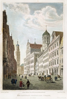 AUGSBURG, 1822. The Rathhaus, Maximillans Strasse, Augsburg: etching and engraving, 1822 AUGSBURG, 1822. The Rathhaus, Maximillans Strasse, Augsburg: etching and engraving, 1822