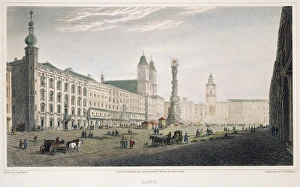 AUSTRIA: LINZ, 1821. A view of Linz, Austria. Steel engraving, 1821 AUSTRIA: LINZ, 1821. A view of Linz, Austria. Steel engraving, 1821