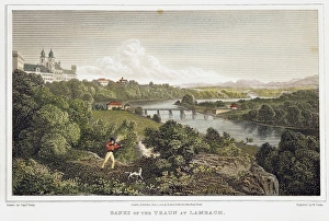 AUSTRIA: TRAUN, 1823. Banks of the Traun at Lambach, Austria: steel engraving, 1823 AUSTRIA: TRAUN, 1823. Banks of the Traun at Lambach, Austria: steel engraving, 1823