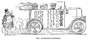 AUTOMOBILE CARTOON, 1914. The Automortgagemobile. American magazine cartoon, 1914 AUTOMOBILE CARTOON, 1914. The Automortgagemobile. American magazine cartoon, 1914