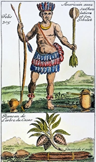 AZTEC: CHOCOLATE, 1685. An Aztec with his chocolate. Line engraving from a French AZTEC: CHOCOLATE, 1685. An Aztec with his chocolate. Line engraving from a French