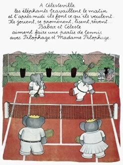 1930s Gallery: Babar, king of the elephants, and Celeste playing tennis at Celesteville