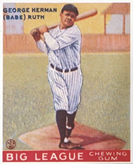 BABE RUTH (1895-1948). American baseball chewing gum card, 1933