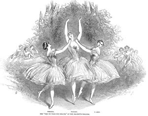 BALLET, 1850. A performance of Pas de Trois des Graces at Her Majestys Theatre in London BALLET, 1850. A performance of Pas de Trois des Graces at Her Majestys Theatre in London