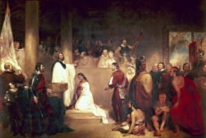 BAPTISM OF POCAHONTAS. at Jamestown, Virginia, in 1613 or 1614. Oil on canvas, 1840 BAPTISM OF POCAHONTAS. at Jamestown, Virginia, in 1613 or 1614. Oil on canvas, 1840