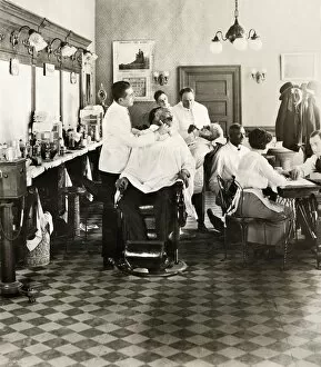 Images Dated 29th September 2008: BARBER SHOP, 1920. American barber shop