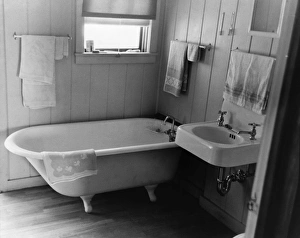 BATHROOM, 1938. Farmhouse bathroom at Lake Dick, Arkansas. Photograph by Russell Lee BATHROOM, 1938. Farmhouse bathroom at Lake Dick, Arkansas. Photograph by Russell Lee