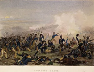 BATTLE OF LUNDY'S LANE, 1814. The Battle of Lundys Lane, Ontario, Canada, on 25 July 1814. Color engraving, 19th century