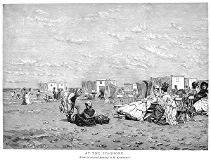 BEACH SCENE, 19TH CENTURY. At the Sea-Shore. Wood engraving. From the original painting by M. Kaemmerer BEACH SCENE, 19TH CENTURY. At the Sea-Shore. Wood engraving. From the original painting by M. Kaemmerer
