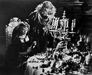 BEAUTY AND THE BEAST, 1946. Josette Day as Beauty and Jean Marais as the Beast in the 1946 French film directed by Jean